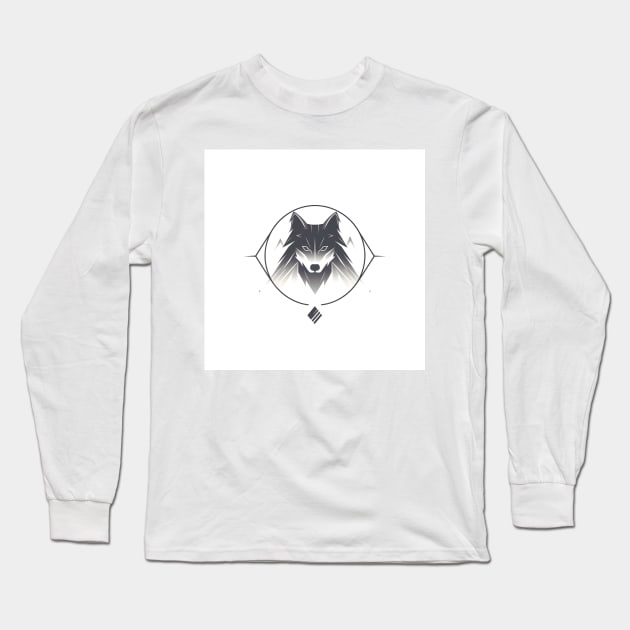 Frost Moon Wolf Shadow Long Sleeve T-Shirt by 2088DesignLab